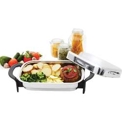 16" Rectangular T304 Stainless Steel Electric Skillet with Dome Cover