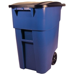 50 Gallon Blue Commercial Heavy-Duty Rollout Trash Can Waste/Utility Container