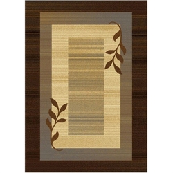 Royalty Collection Brown/Blue Modern Area Rug with Vine Leaves Design