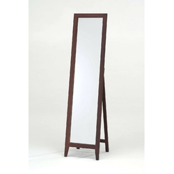 Contemporary Solid Wood Floor Mirror in Walnut Finish