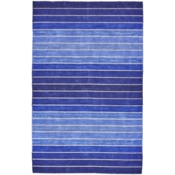5' X 8' Striped Hand-Tufted Wool/Cotton Blue Area Rug