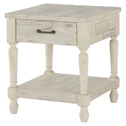 Cottage Style 1-Drawer End Table Nightstand in White Wood Finish