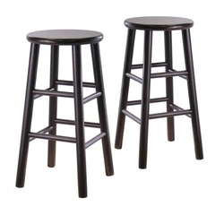 Set of 2 Backless 24-inch Bar Stools in Espresso Finish