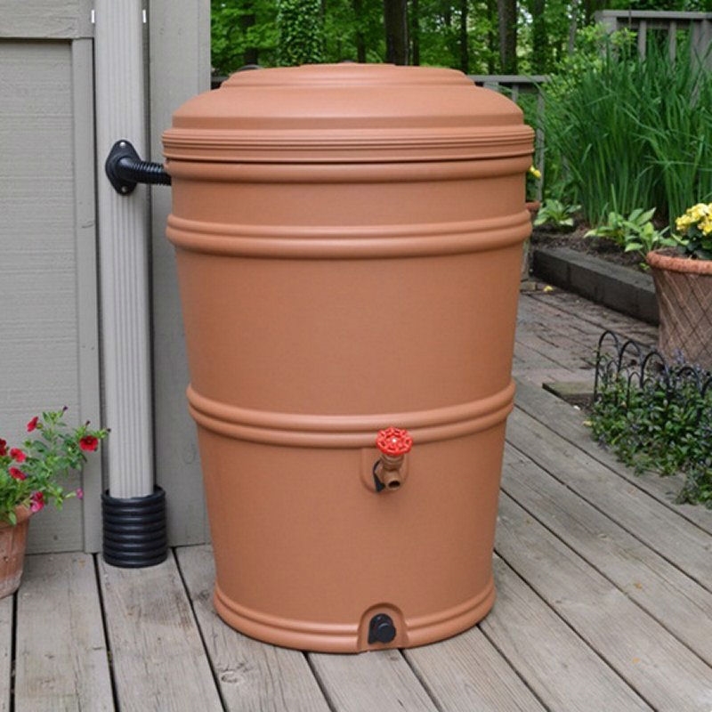 $496.00. 45-Gallon Plastic Rain Barrel with Flexi-Fit Rain Gutter Diverter ...