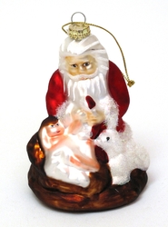Roman Molded Glass Kneeling Santa Ornament