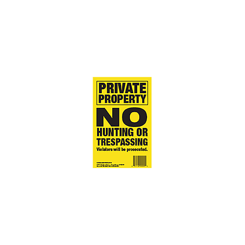 Maple Leaf No Trespassing Sign Yellow 5.5x8 Vertical