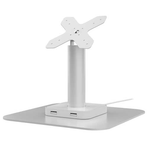 CTA Digital ADD-USBPOSW VESA-Compatible Desk Mount with USB Ports and Cable Routing (White)