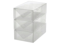 3 Pack Clear Stackable Shoe Box Storage ( Case of 15 )