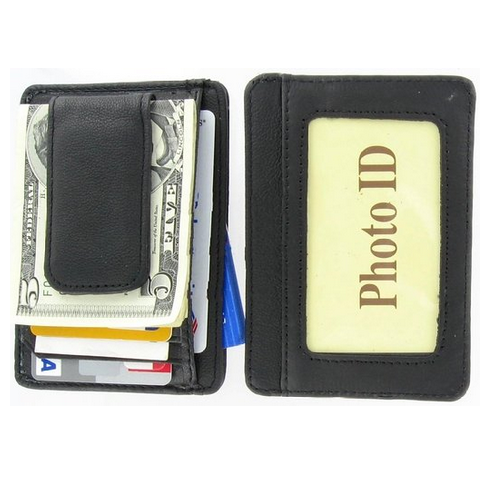 AFONiE Printed Grain Cowhide Leather Money Clip with Magnet