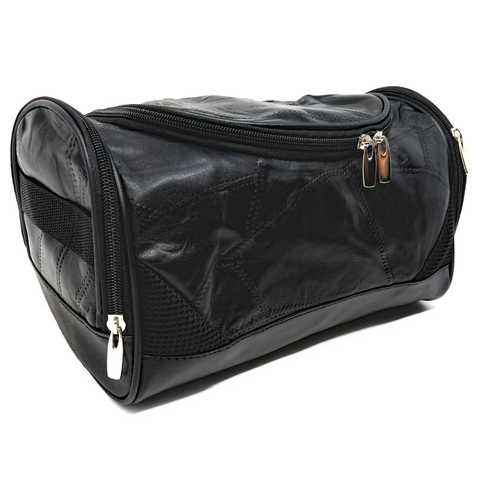 Soft Patch Leather Zipped Travel Toiletry Bag Unisex Supply Toiletry Bag Case