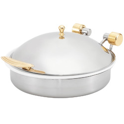 Category: Dropship Cables & Adapters, SKU #602022, Title: Vollrath 46120 Brass Trim 6 Quart Induction Chafer with Porcelain Pan