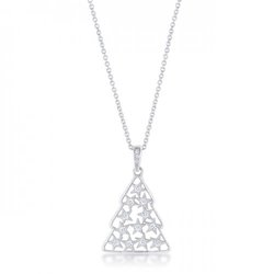 .2 Ct Cz Rhodium Christmas Tree Pave Holiday Pendant (pack of 1 ea)
