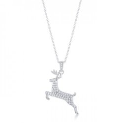 .35 Ct Cz Rhodium Reindeer Pave Holiday Pendant (pack of 1 ea)