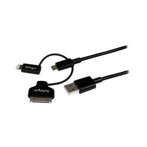 CHARGE OR SYNC A MICRO USB, IPHONE, IPOD OR IPAD DEVICE USING A SINGLE CABLE - C